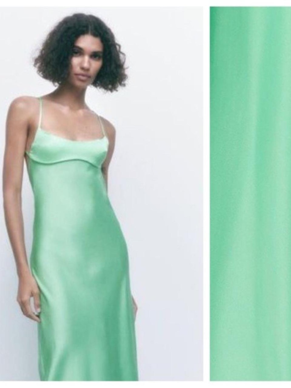 Zara Mint Green Satin Dress